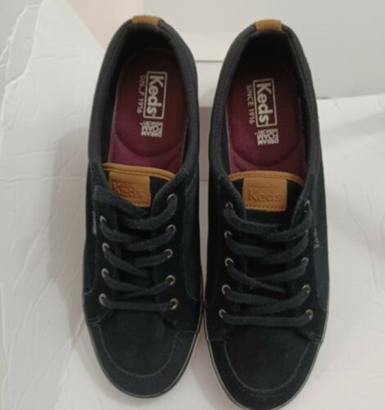 Ked's Sneakers Dream Foam Sz 9 Women's Comfy Black Suede Lace Up Shoes Ankle - Picture 4 of 9